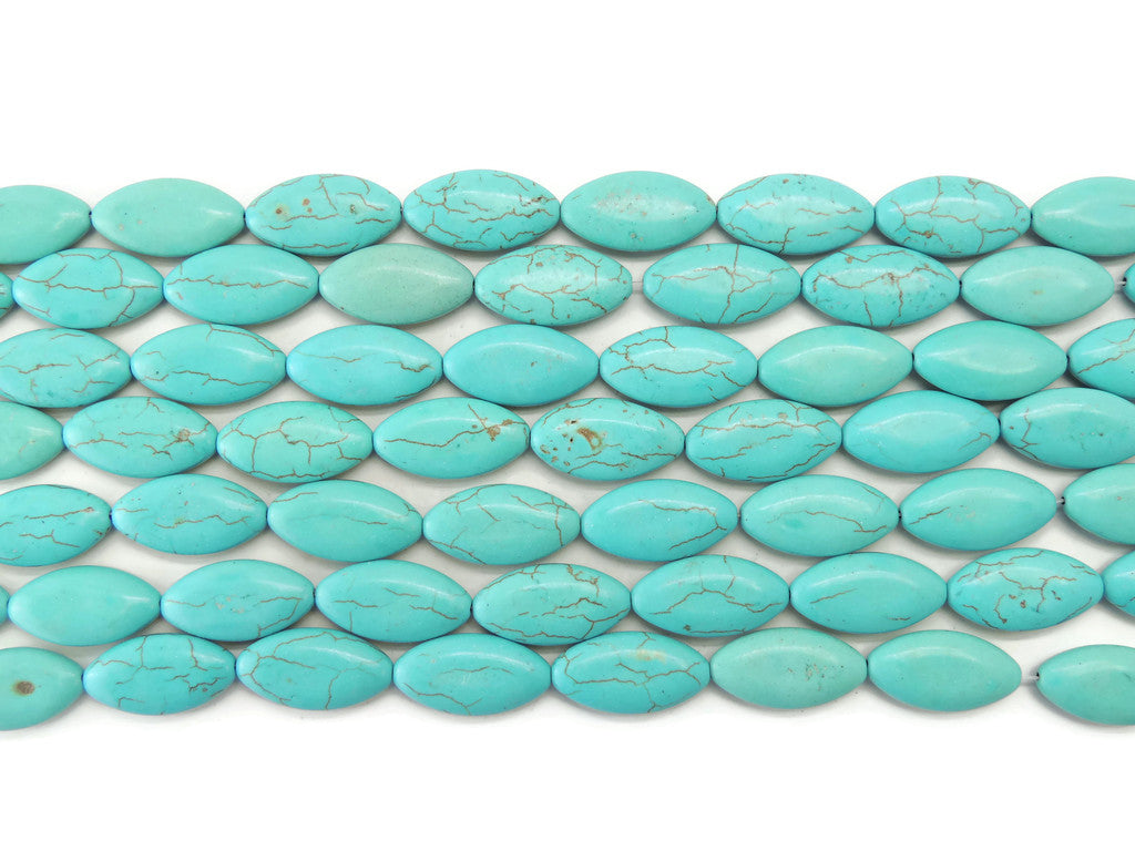 Genuine Howlite Turquoise Smooth Oval Gemstone Beads 30x16mm 16