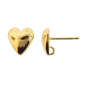G/P 12 MM HEART SHAPE EARRING POST W LOOP