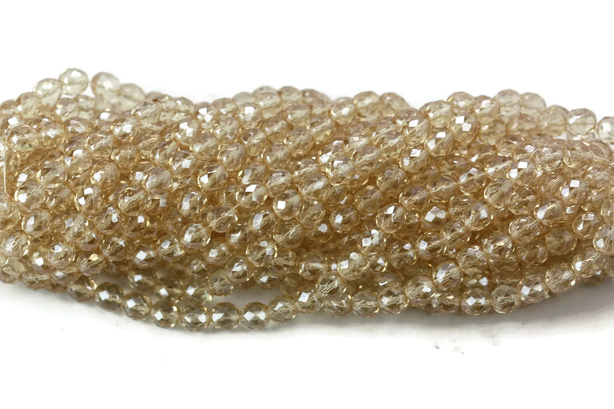 Honey Orange Fire Polished Czech Glass Faceted Oval Beads 8 mm