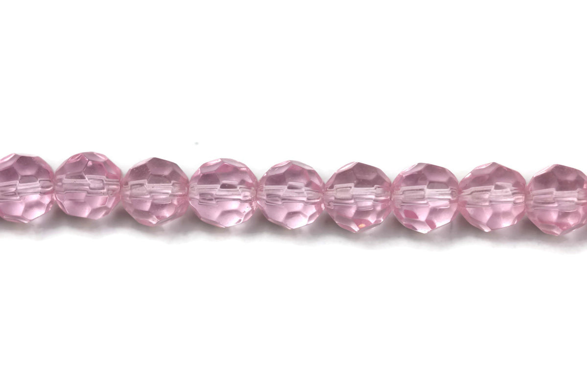 Pink Fire Polished Czech Glass Faceted Circle Beads 8 mm