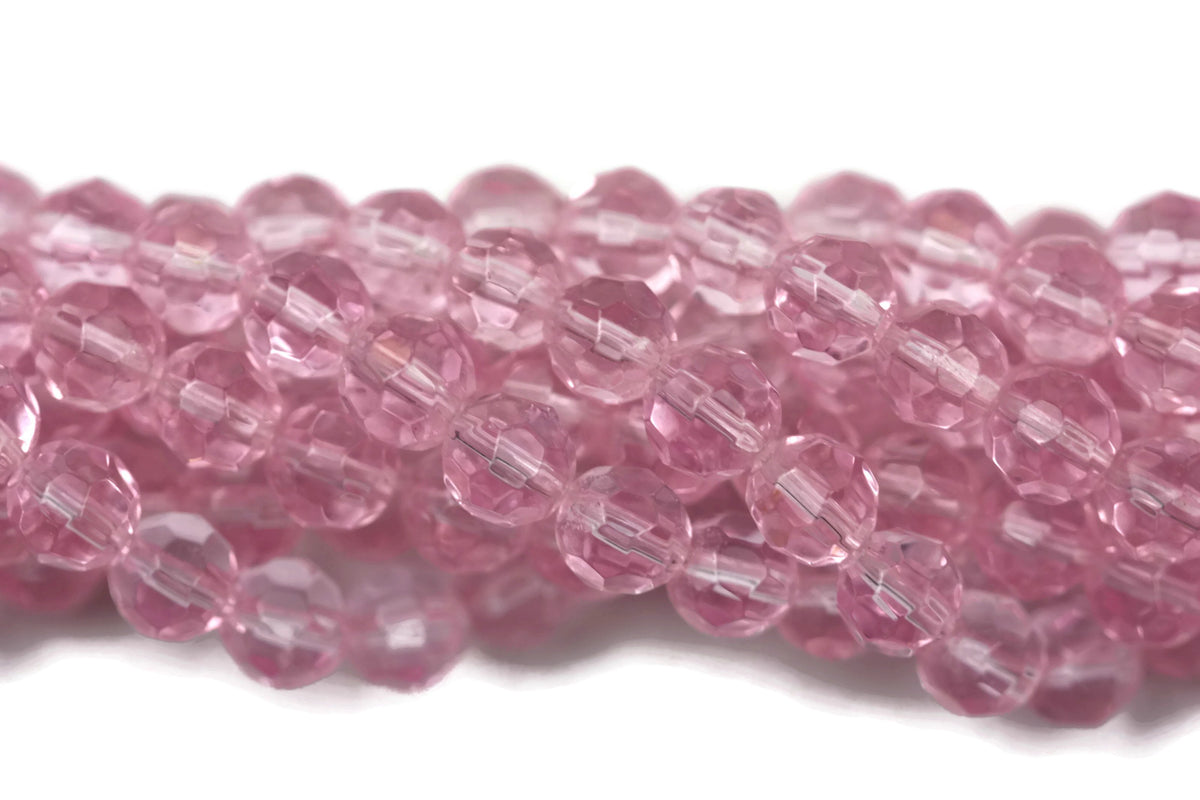 Pink Fire Polished Czech Glass Faceted Circle Beads 8 mm