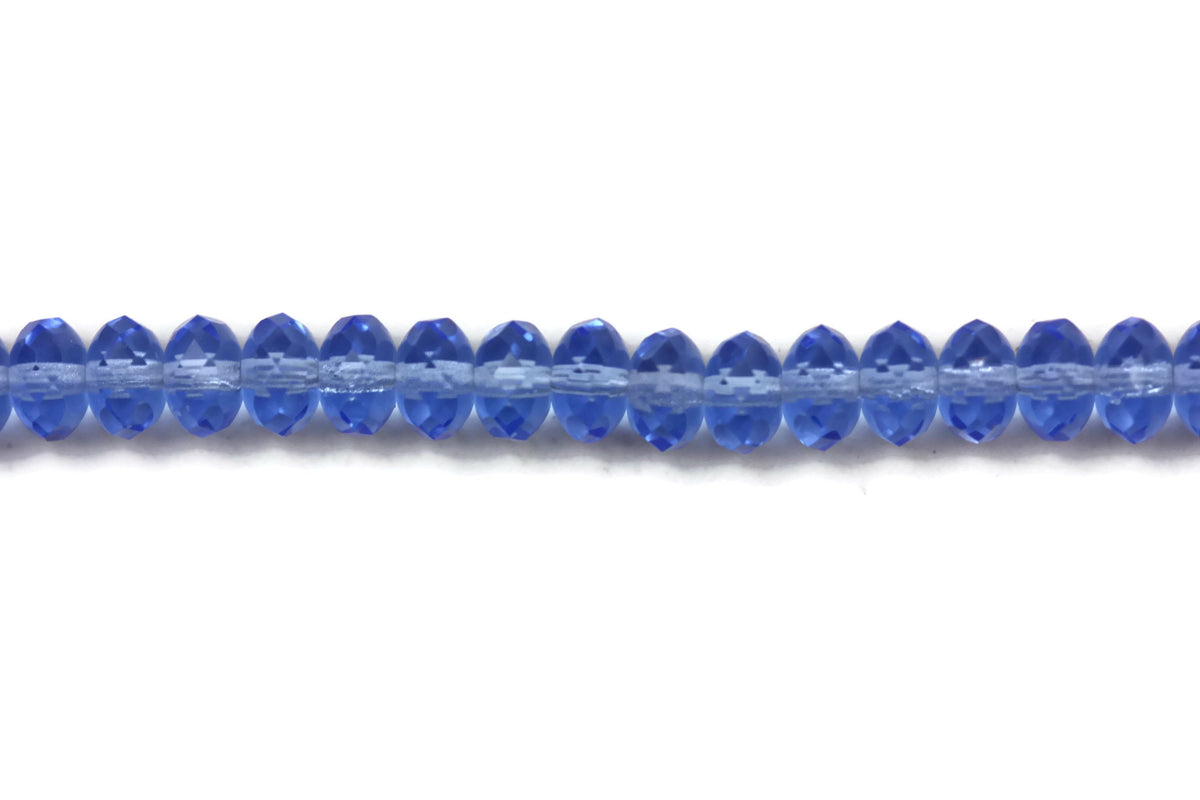 Blue Fire Polished Czech Glass Faceted Rondelle Beads 7 mm