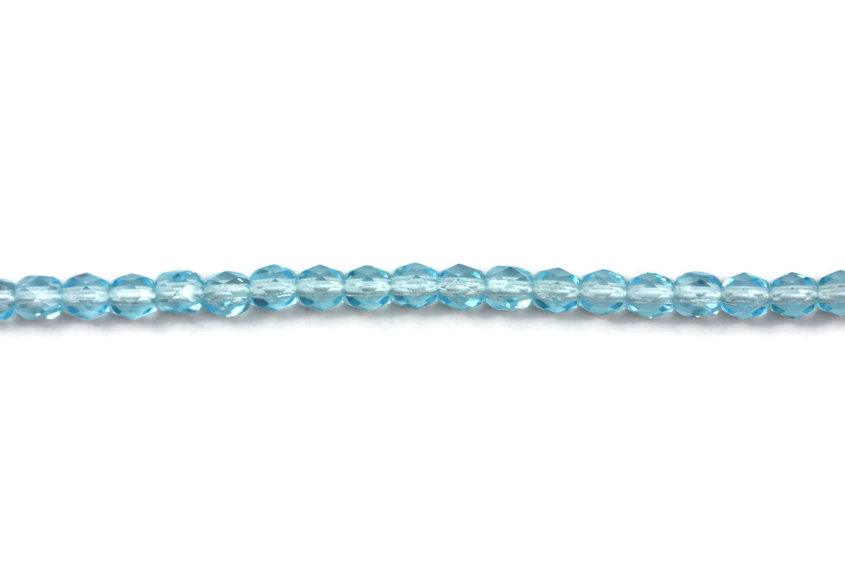Sky Blue Fire Polished Czech Glass Faceted Oval Beads 4 mm