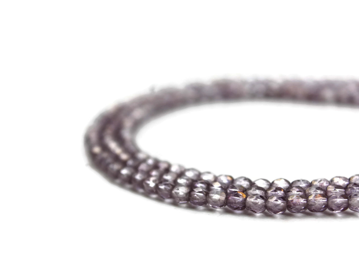 Purple Fire Polished Czech Glass Faceted Oval Beads 3 mm