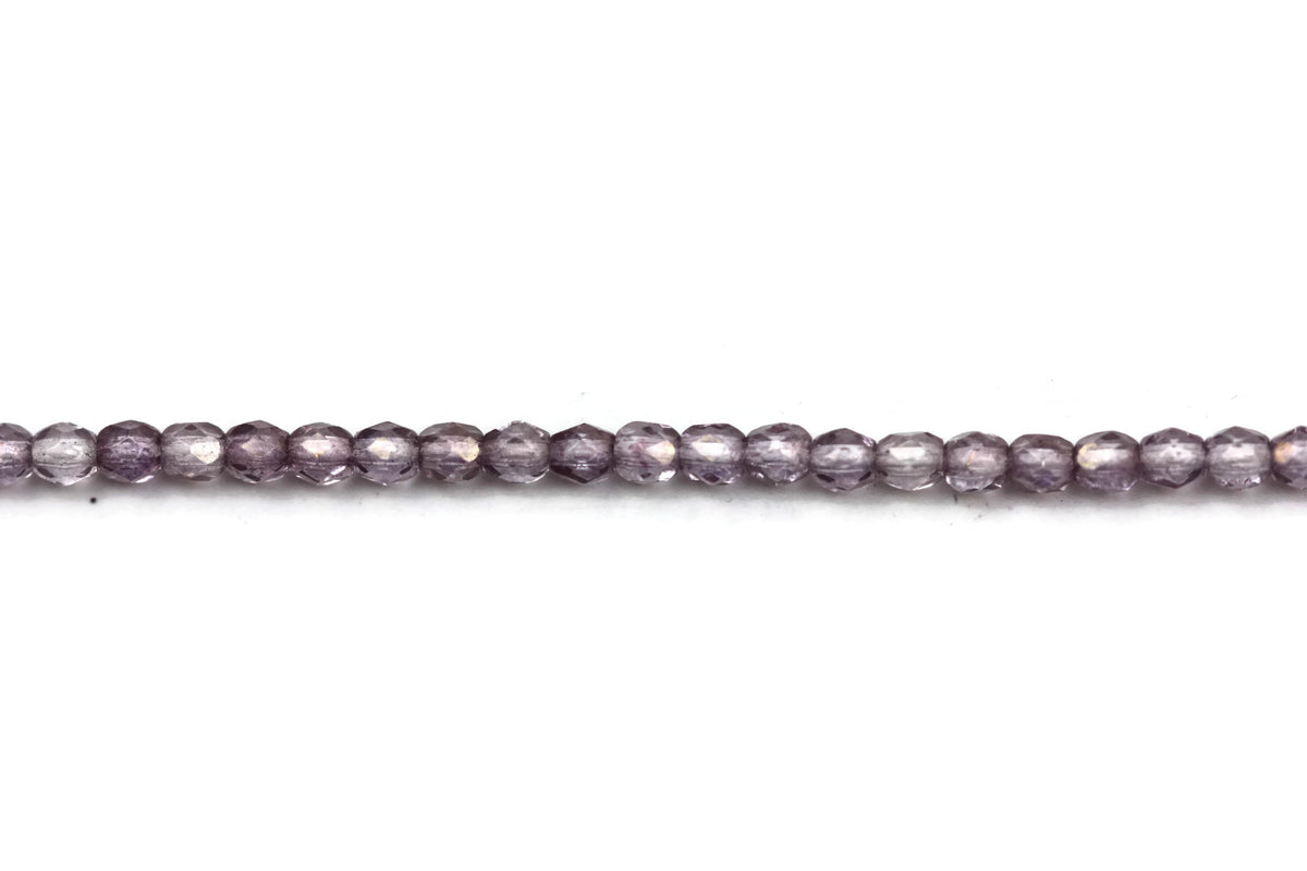 Purple Fire Polished Czech Glass Faceted Oval Beads 3 mm
