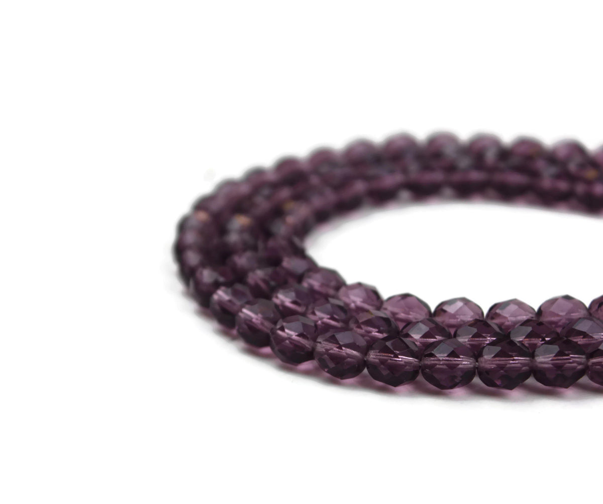 Purple Fire Polished Czech Glass Faceted Oval Beads 8 mm