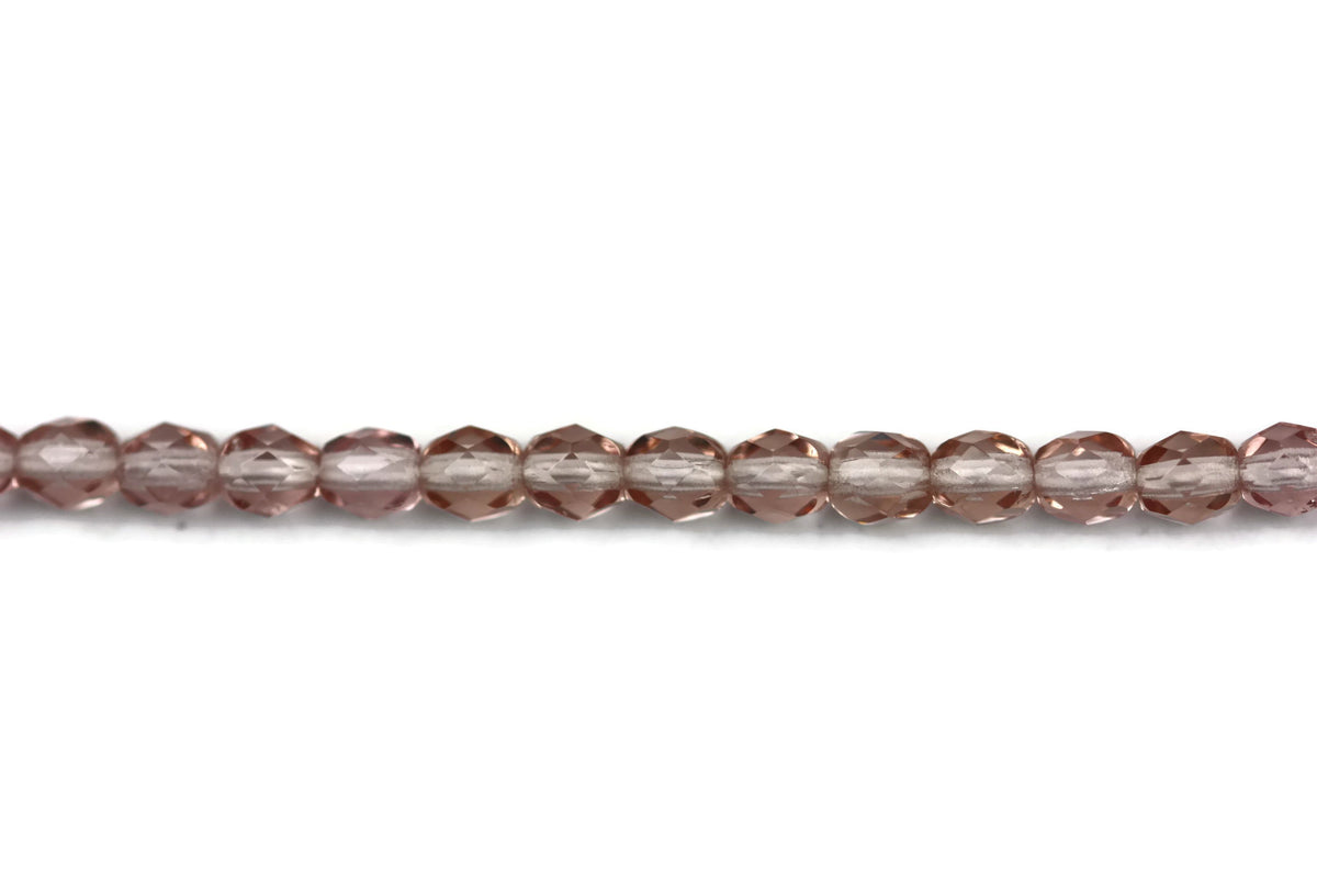 Purple Fire Polished Czech Glass Faceted Oval Beads 4 mm