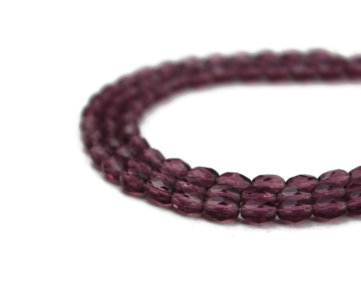 Purple Fire Polished Czech Glass Faceted Oval Beads 5 mm