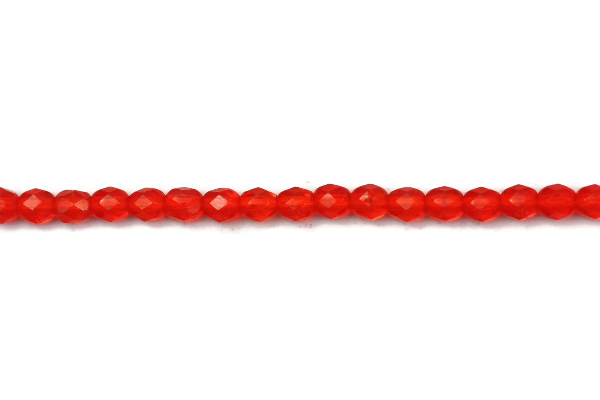 Orange Fire Polished Czech Glass Faceted Oval Beads 4 mm