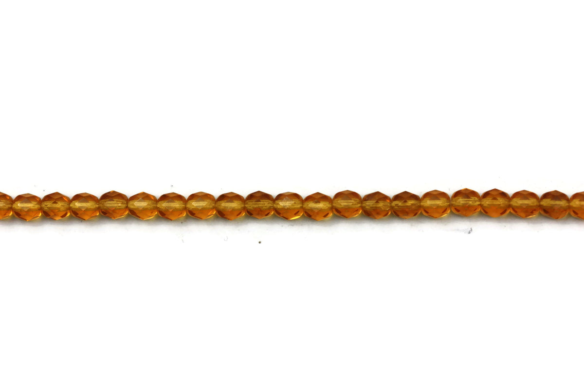 Orange Fire Polished Czech Glass Faceted Oval Beads 6 mm