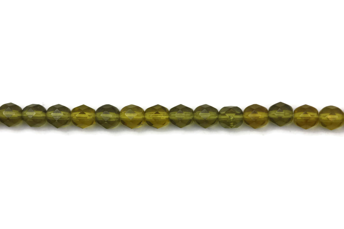 Green Fire Polished Czech Glass Faceted Oval Beads 6 mm