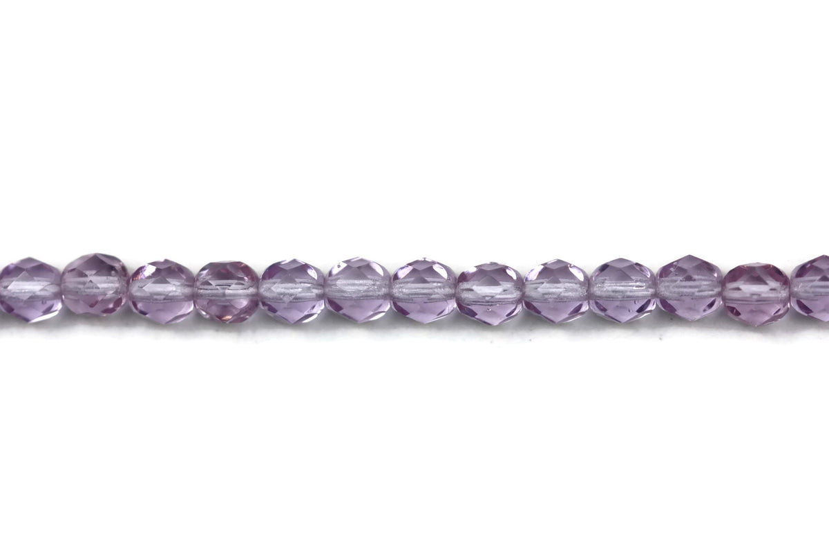 Purple Fire Polished Czech Glass Faceted Oval Beads 6 mm