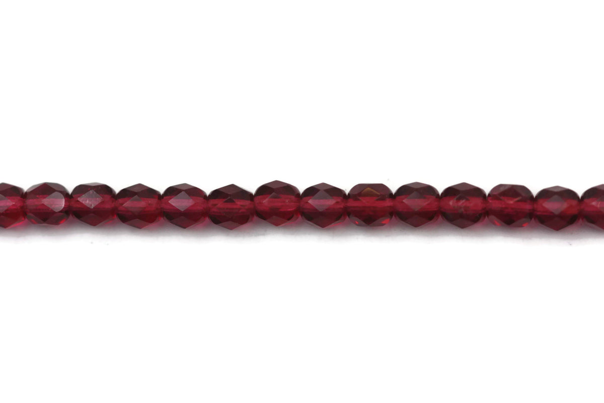 Red Fire Polished Czech Glass Faceted Oval Beads 6 mm