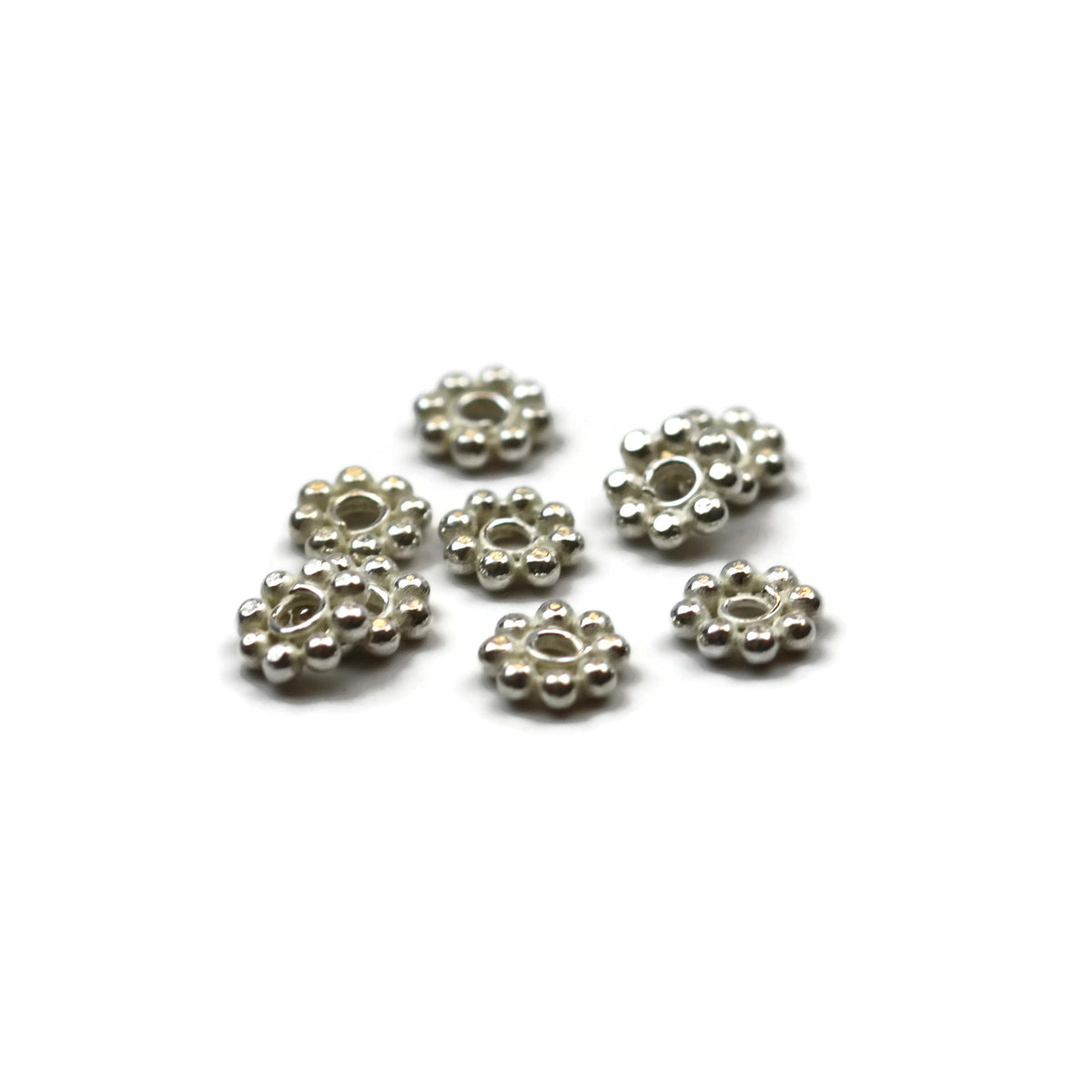 Bali Bead Sterling Silver Flower Daisy Spacer Bead 2 x 7 mm