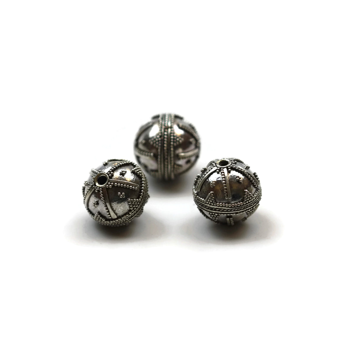 Bali Bead Handmade Sterling Silver Round Bead 15 mm