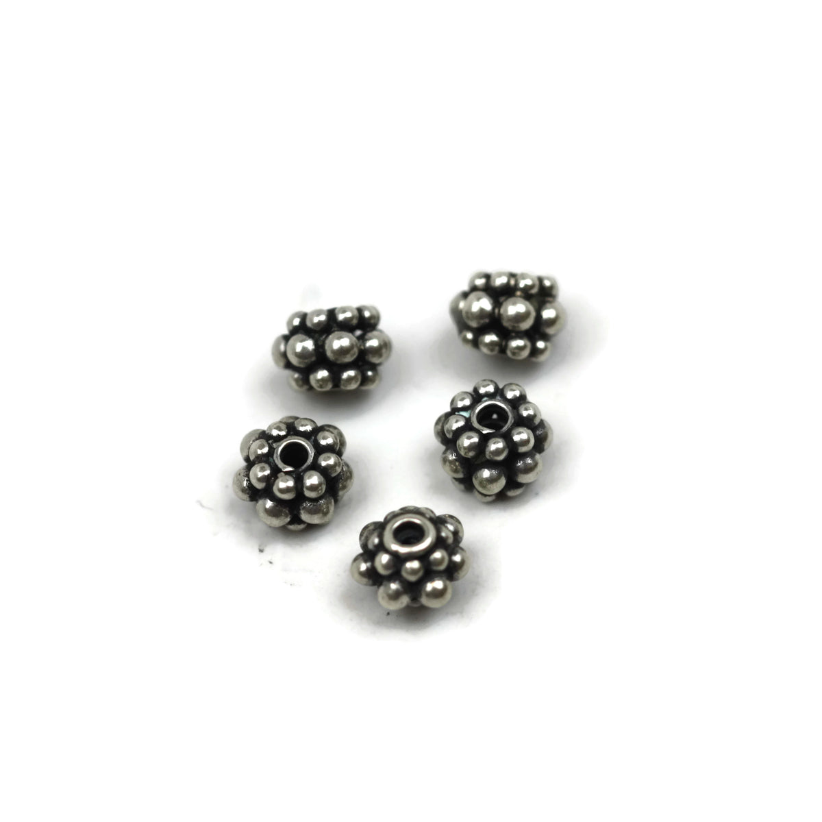 Bali Bead Handmade Sterling Silver Round Bead 6.5 x 7.5mm