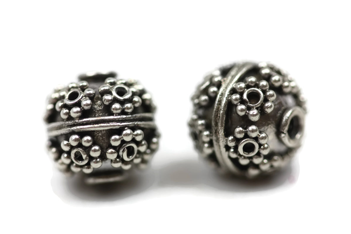 Bali Bead Handmade Sterling Silver Round Bead 10 x 11mm