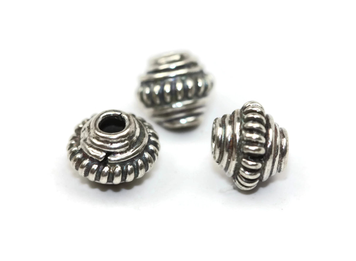 Bali Bead Handmade Sterling Silver Round Bead 6 x 7mm