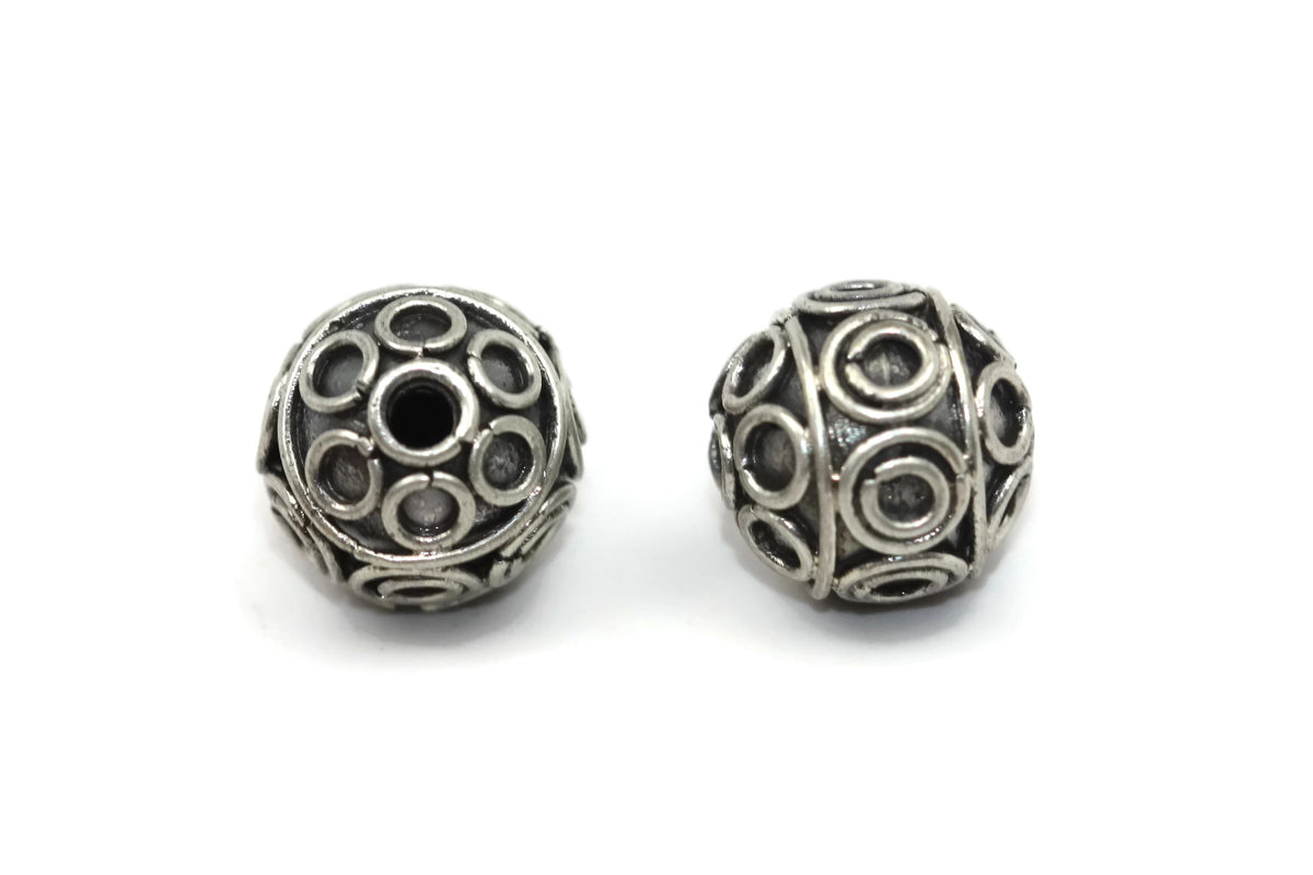 Bali Bead Handmade Sterling Silver Round Bead 9.5 x 10mm