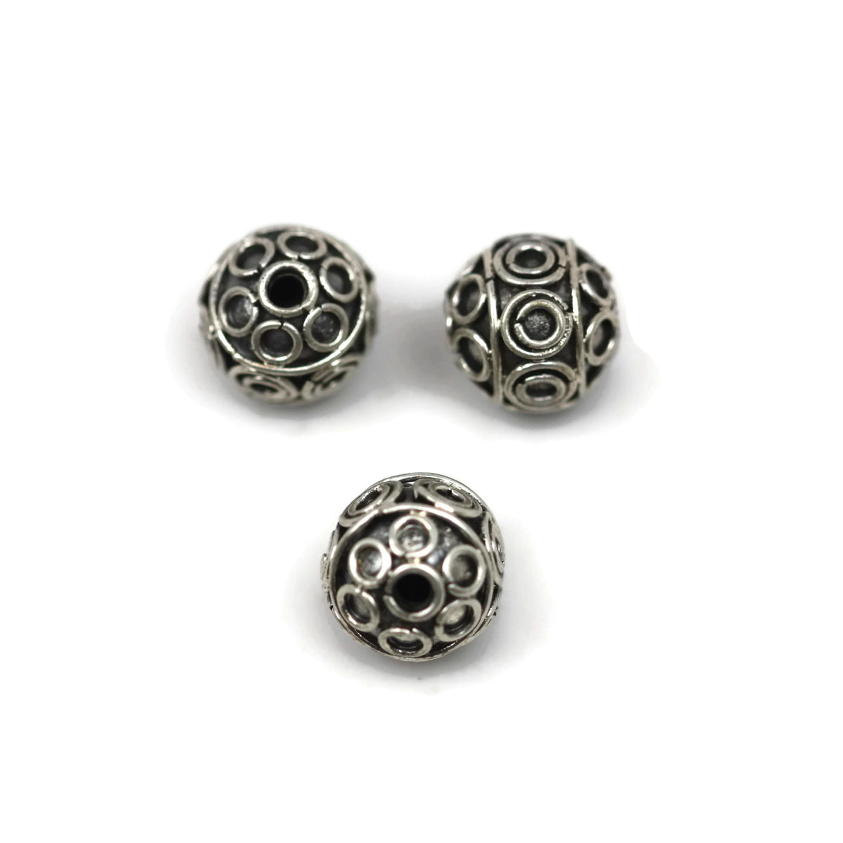 Bali Bead Handmade Sterling Silver Round Bead 9.5 x 10mm