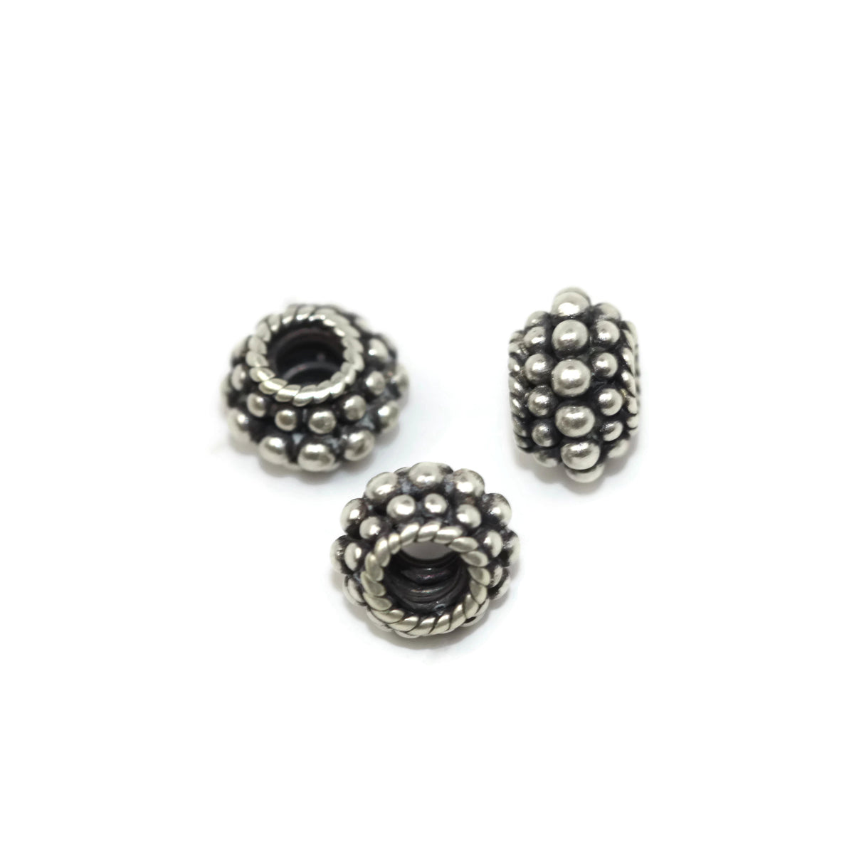 Bali Bead Handmade Sterling Silver Round Bead 5 x 7.5mm