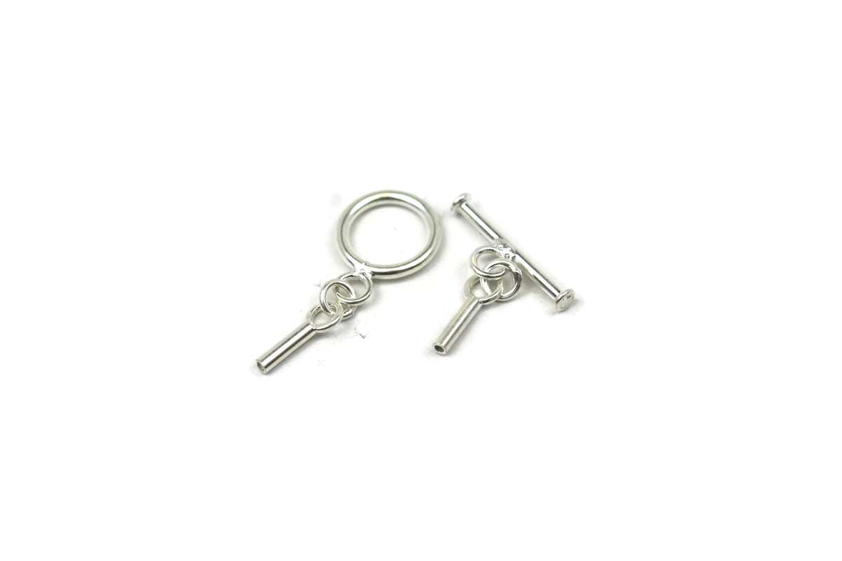 Bali Antique Sterling Silver Circle Toggle Clasp with End Caps