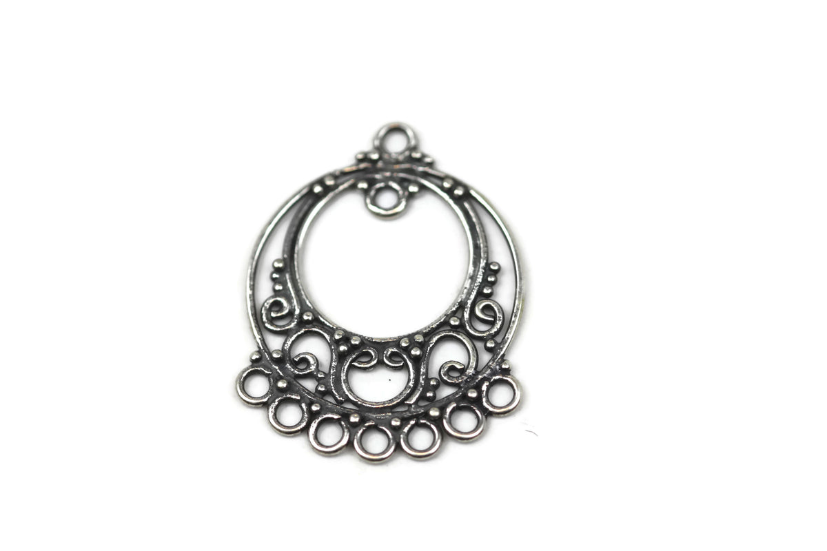 Bali Antique Sterling Silver Round Chandelier Link 28 x 21.5mm