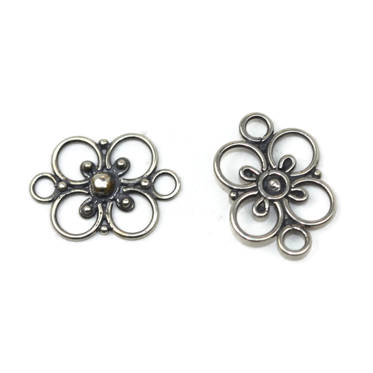 Bali Antique Sterling Silver Floral Connector 17.5 x 12mm