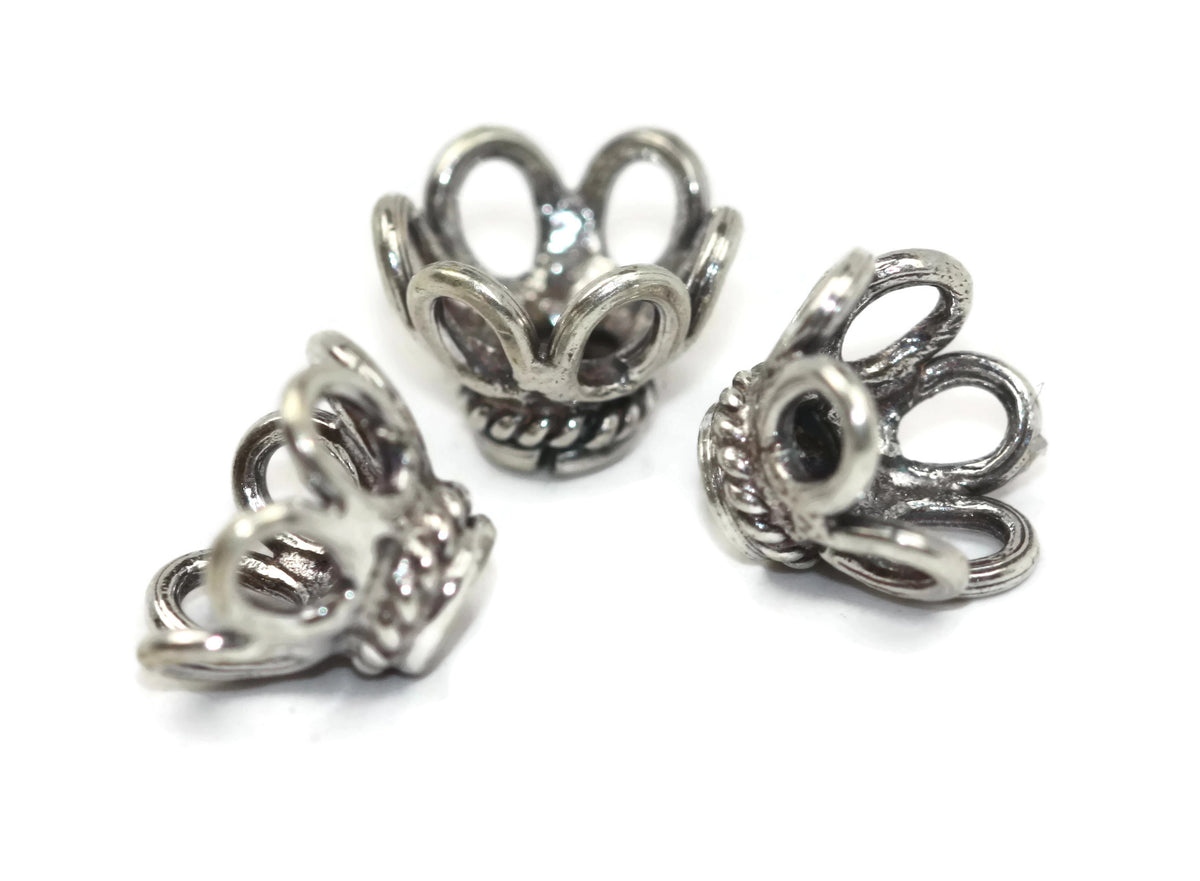 Bali Bead Sterling Silver Wire Bead Cap 8 x 11 mm