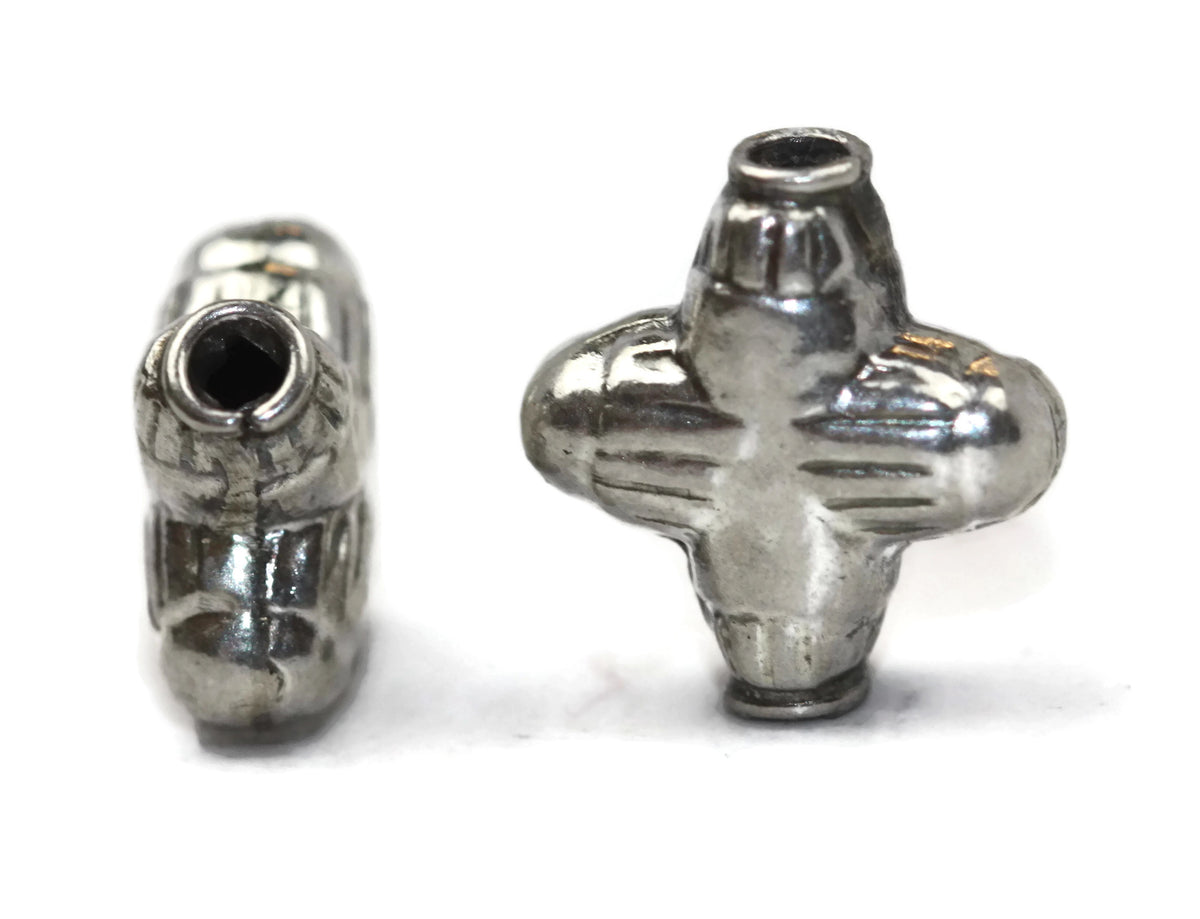 Bali Bead Handmade Sterling Silver Plus Symbol Bead 11 x 10 x 4mm