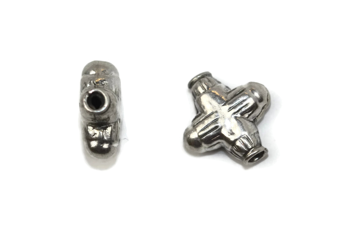 Bali Bead Handmade Sterling Silver Plus Symbol Bead 11 x 10 x 4mm