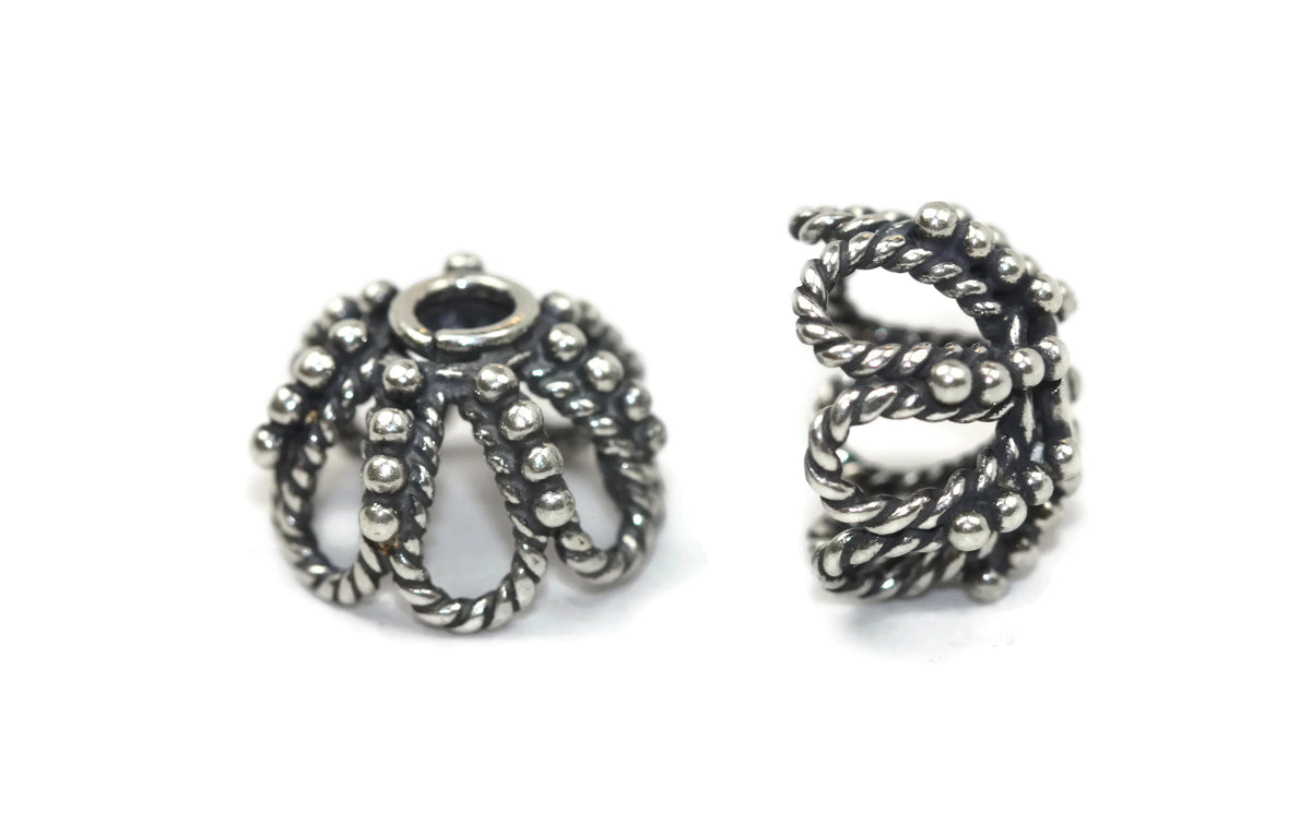 Bali Bead Antique Sterling Silver Bead Cap 8 x 11.5mm