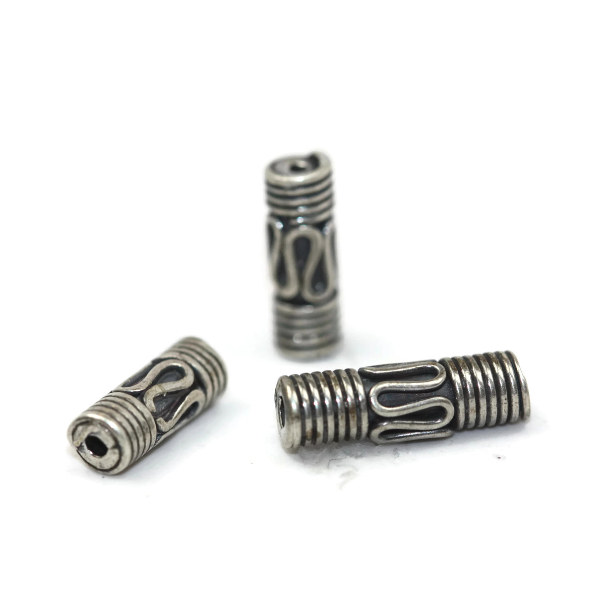 Bali Bead Sterling Silver Tube Bead 9 x 4 mm