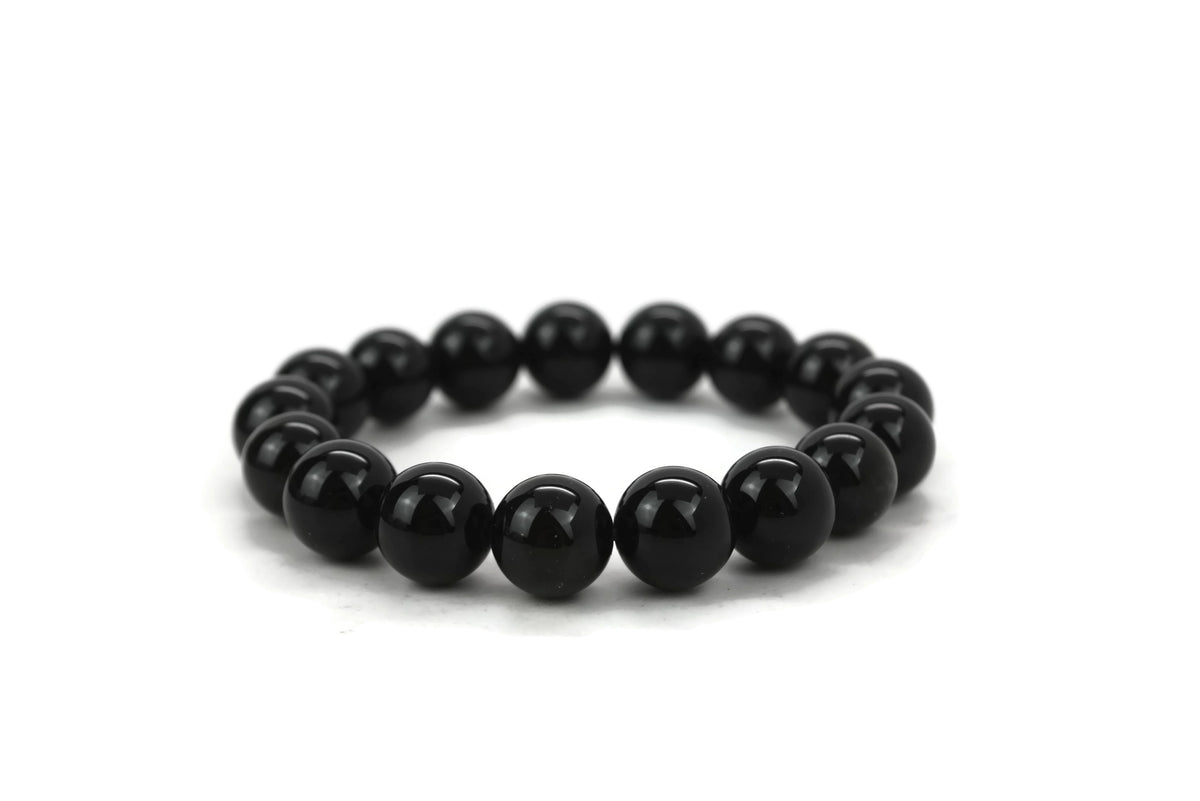 Natural Black Obsidian Gemstone Beads 12mm Bracelet/Half Strand AA Grade ***
