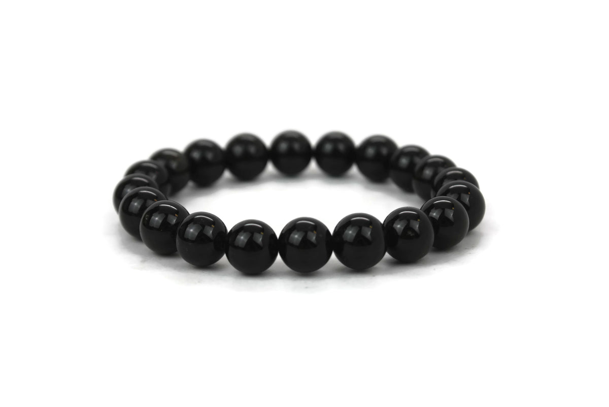 Natural Black Obsidian Gemstone Beads 10mm Bracelet/Half Strand AA Grade ***