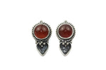 Handmade 925 Sterling Silver Carnelian Gemstone with Antique Spade Stud Earrings.