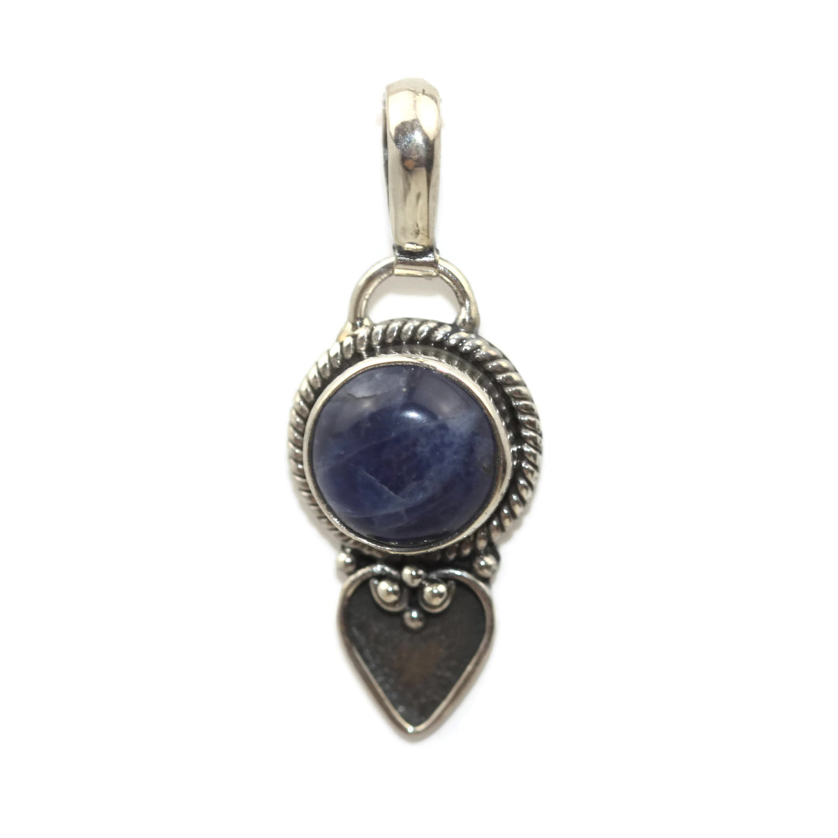 Handmade 925 Sterling Silver Sodalite Gemstone with Antique Spade Pendant.