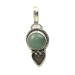 Handmade 925 Sterling Silver Green Jasper Gemstone with Antique Spade Pendant.