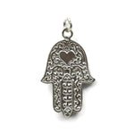 Handmade 925 Sterling Silver Heart Hamas Pendant 29 mm
