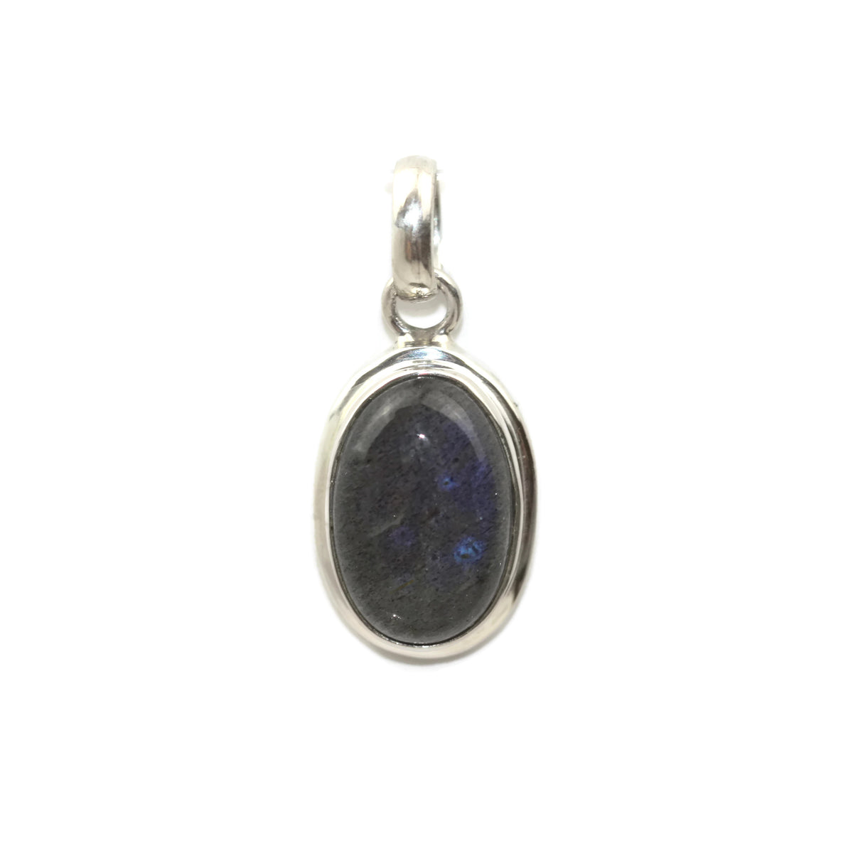 Handmade 925 Sterling Silver Oval Labradorite Gemstone Pendant 18 mm