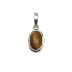 Handmade 925 Sterling Silver Oval Tiger's Eye Gemstone Pendant 18 mm.
