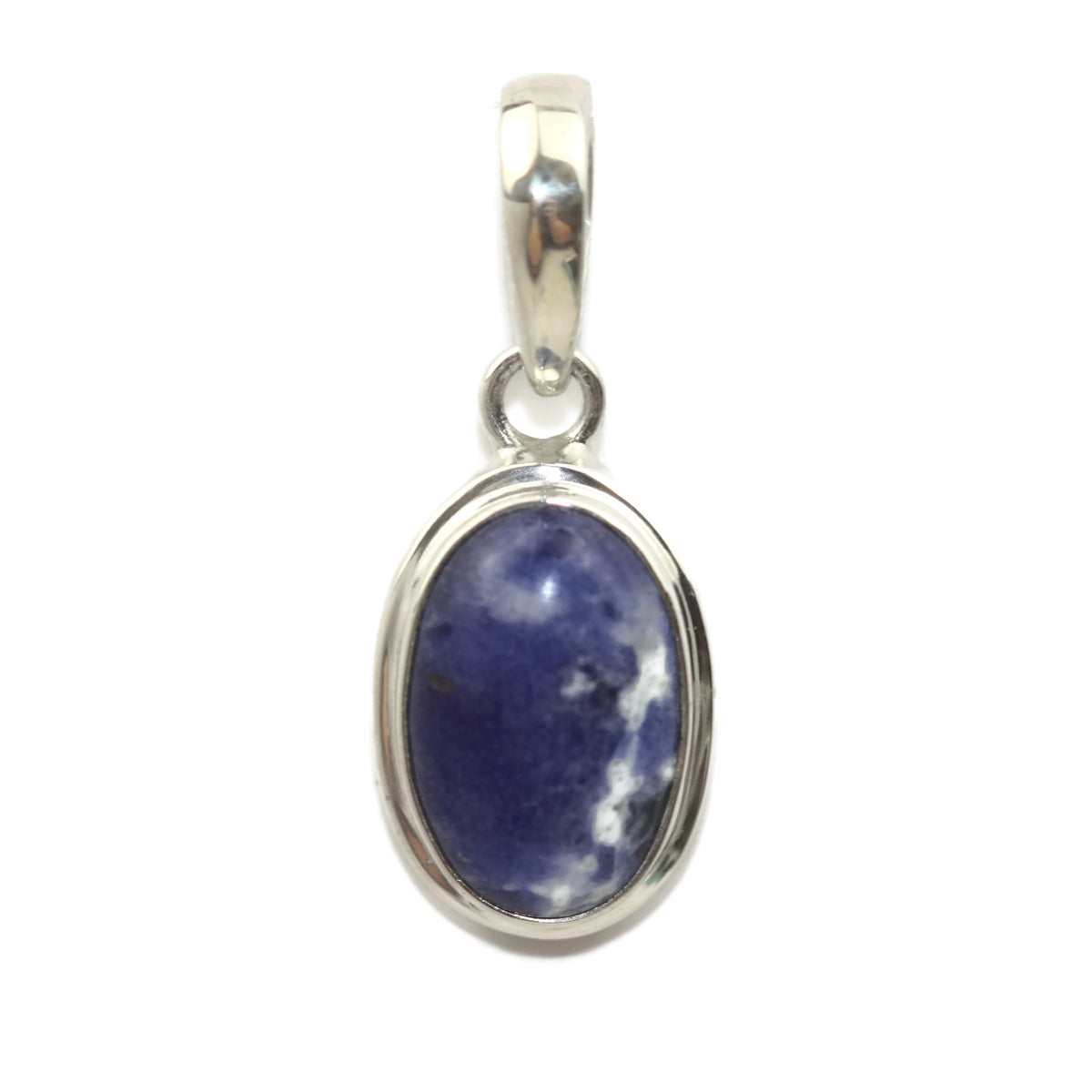 Handmade 925 Sterling Silver Oval Sodalite Gemstone Pendant 18 mm.