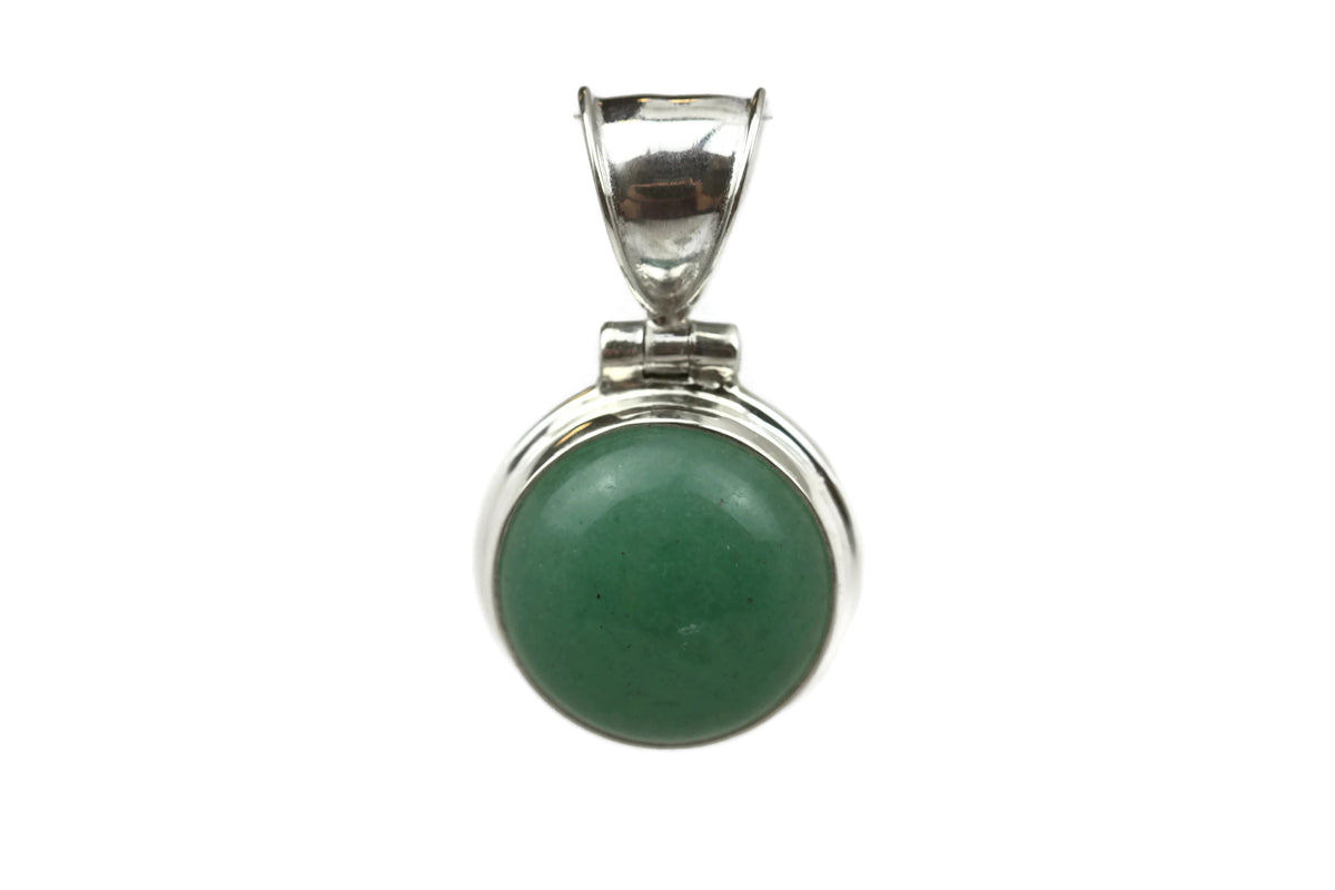 Handmade Sterling Silver Round Aventurine Pendant