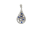 Rhodium Plated Sterling Silver Blue Cubic Zirconia Teardrop Pendant