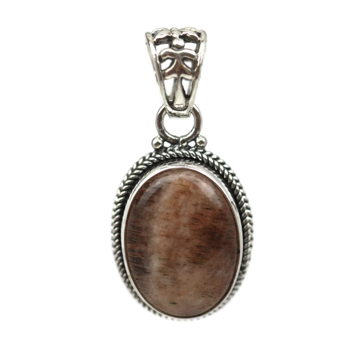 Handmade Sterling Silver Striped Agate Teardrop Pendant 26 mm.