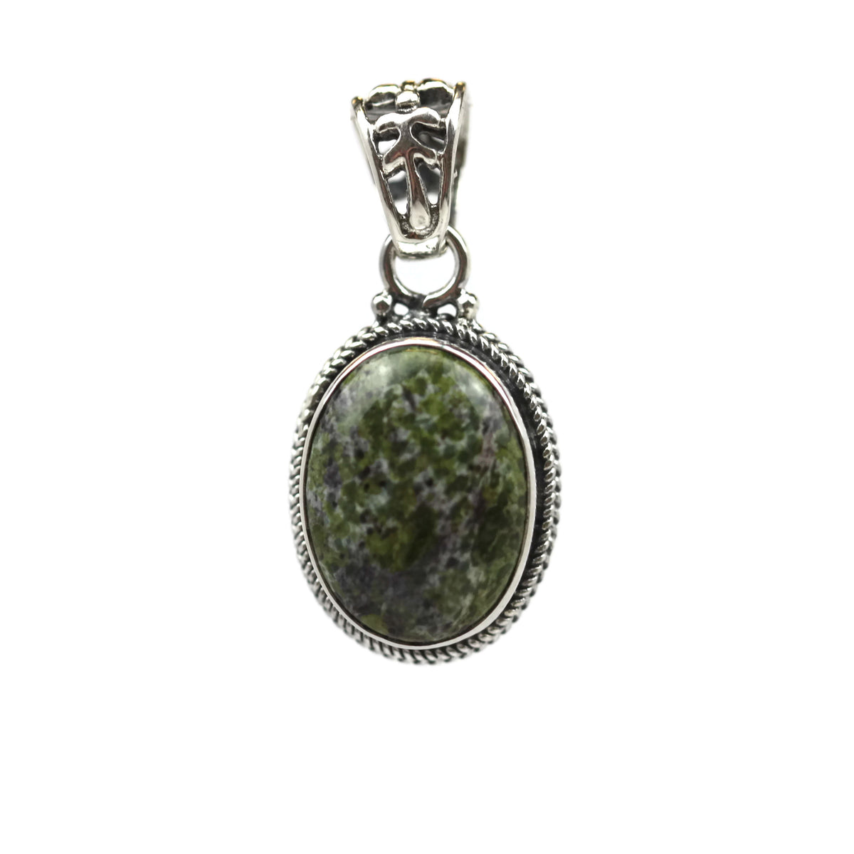 Handmade Sterling Silver Dragon Blood Jasper Teardrop Pendant 26 mm