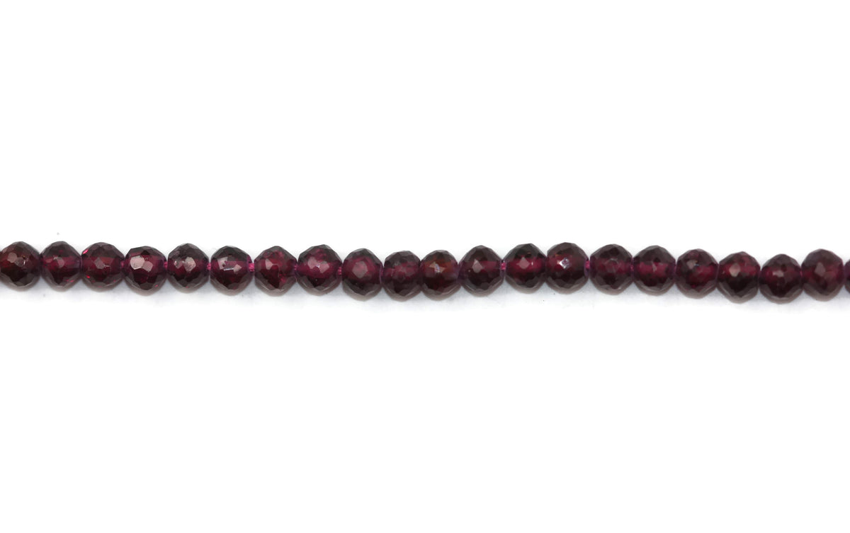 Garnet Faceted Round Gemstone Beads 4mm 15" Strand JJJ
