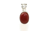 Handmade 925 Sterling Silver Oval Carnelian Pendant 16 mm.
