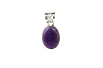 Handmade 925 Sterling Silver Oval Amethyst Pendant 16 mm.