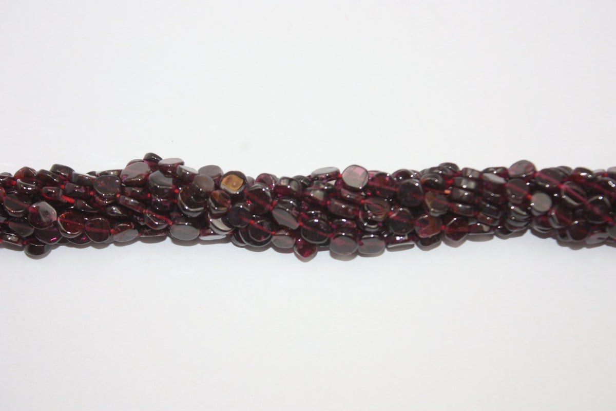 Garnet Smooth Coin Gemstone Beads 4mm to 6mm Assorted 15" Strand